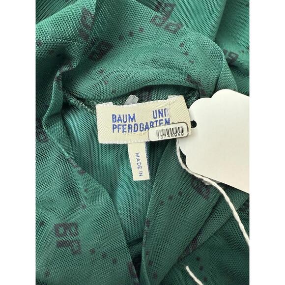 Baum und Pferdgarten Jolain Harlequin Green Long Sleeve Mesh Midi Dress Size‎ M - Picture 6 of 7